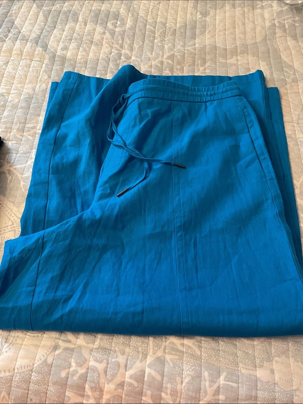 Simply Vera Vera Wang Bright Royal Blue High-Rise Linen Pull-On Pants